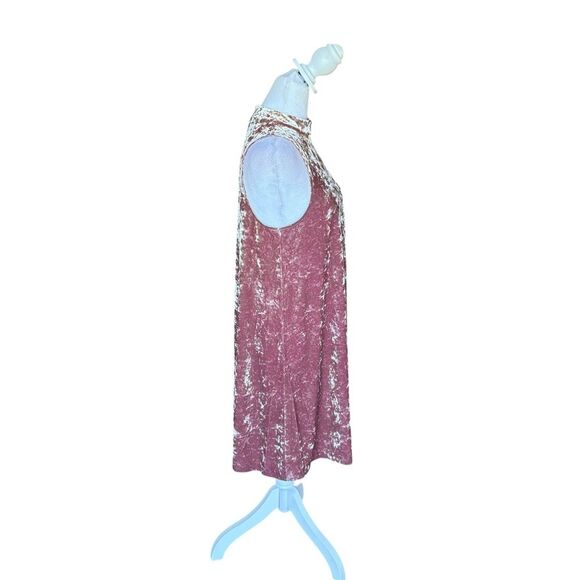 Cynthia Rowley Sleeveless Mini Dress Crushed Velvet High Neck Womens Small Pink - Picture 3 of 9